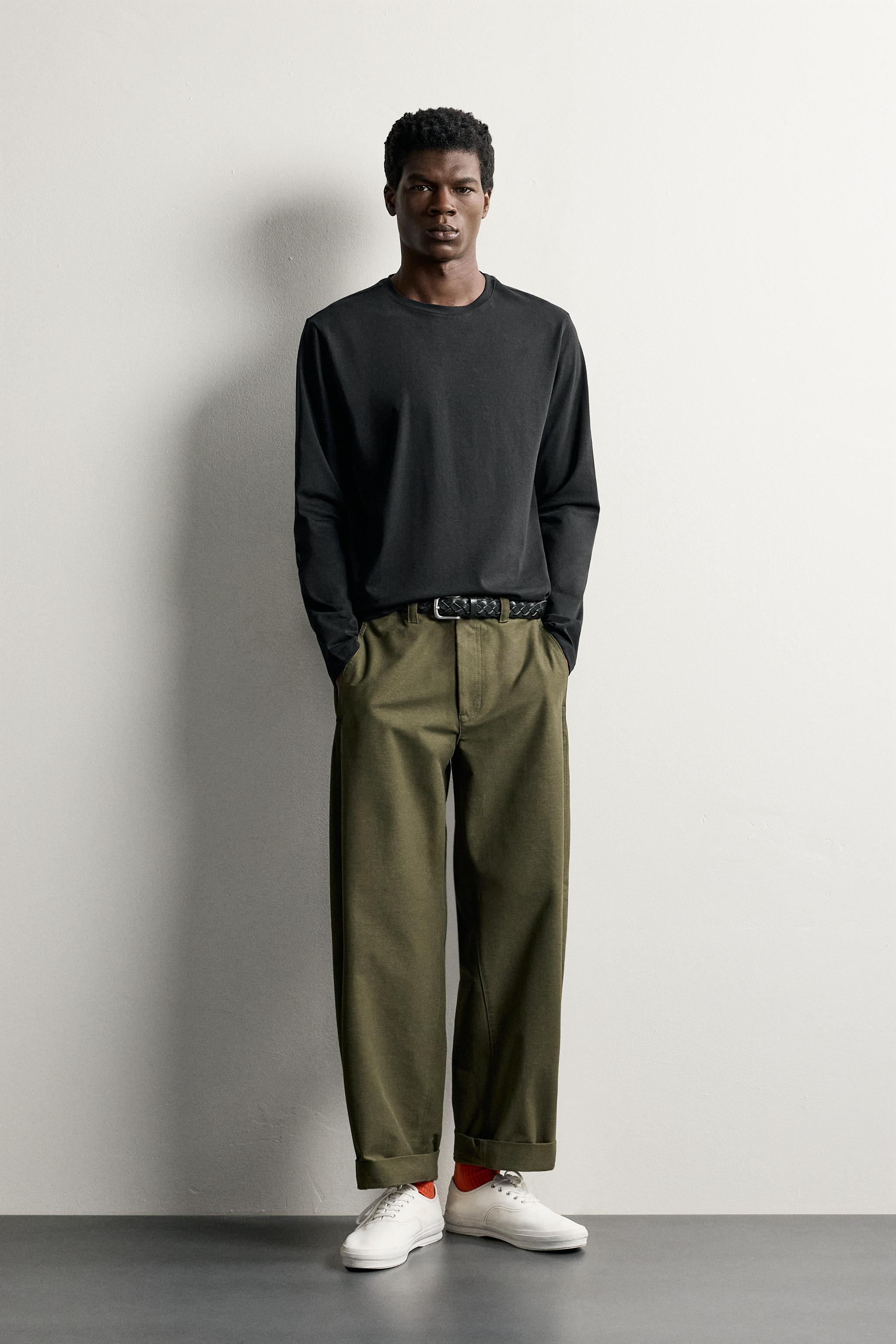Мужские футболки Zara LONG SLEEVE SLIM FIT BASIC T-SHIRT
