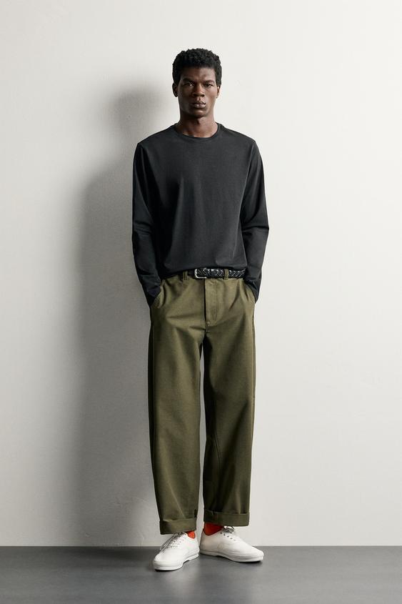 Zara LONG SLEEVE BASIC SLIM FIT T-SHIRT - Black - Image 0