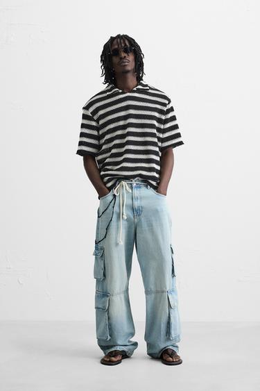 STRIPED KNIT POLO SHIRT - Black by Zara - Image 0