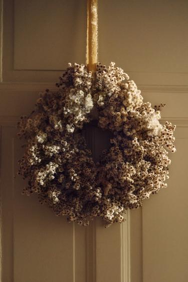 Zara FRAYED VELVET CHRISTMAS GIFT WRAPPING RIBBON - Beige