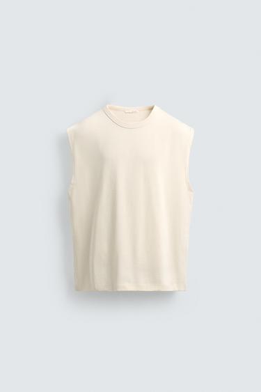 RELAXED FIT TANK TOP - Ecru by Zara
