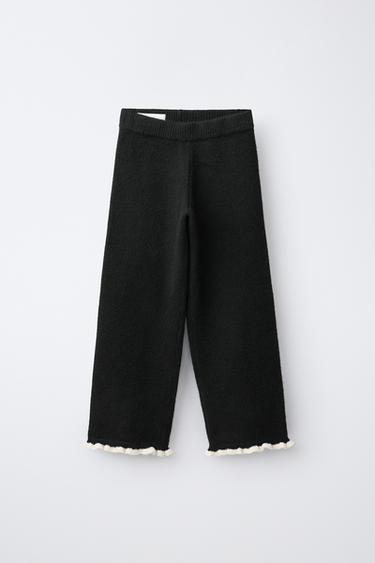 WIDE-LEG-HOSE MIT KONTRASTRÜSCHEN - Schwarz von Zara - Bild 0