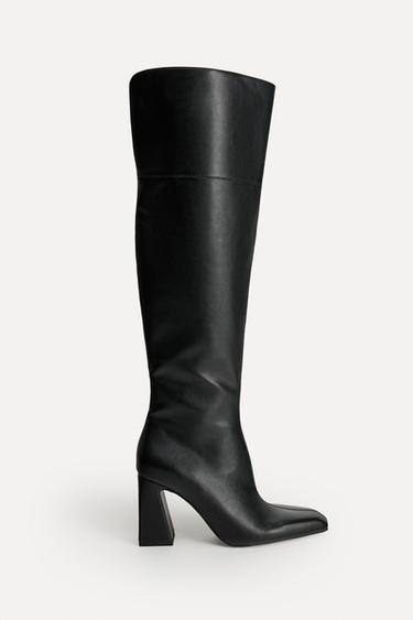 LEATHER OVER-THE-KNEE HIGH-HEEL BOOTS 50TH ANNIVERSARY - Black by Zara