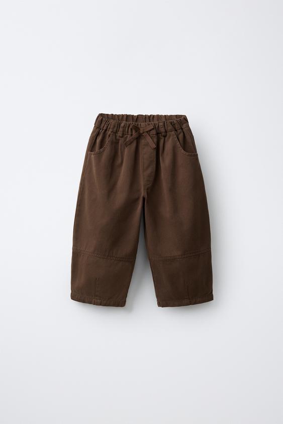 PANTALON BALLOON À PINCES - Marron de Zara - Image 0