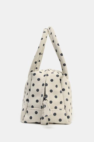 PRINTED SPLIT SUEDE BOWLING BAG - Ecru by Zara - Image 4