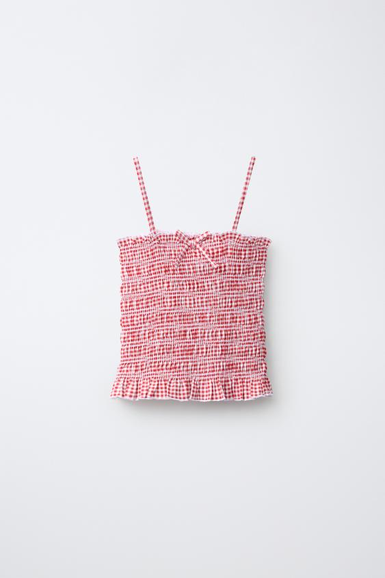 Zara TOP SA VICHY KARO UZORKOM – Crvena – Slika 0