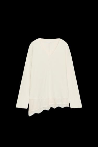 T-SHIRT MIT SPITZENBESATZ - Cremefarben von Zara - Bild 0