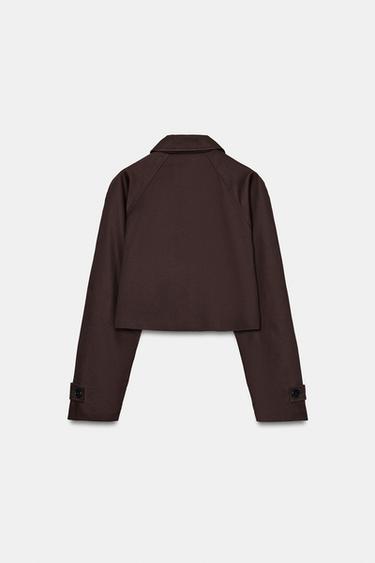 VESTE COURTE À REVERS - Marron de Zara - Image 7