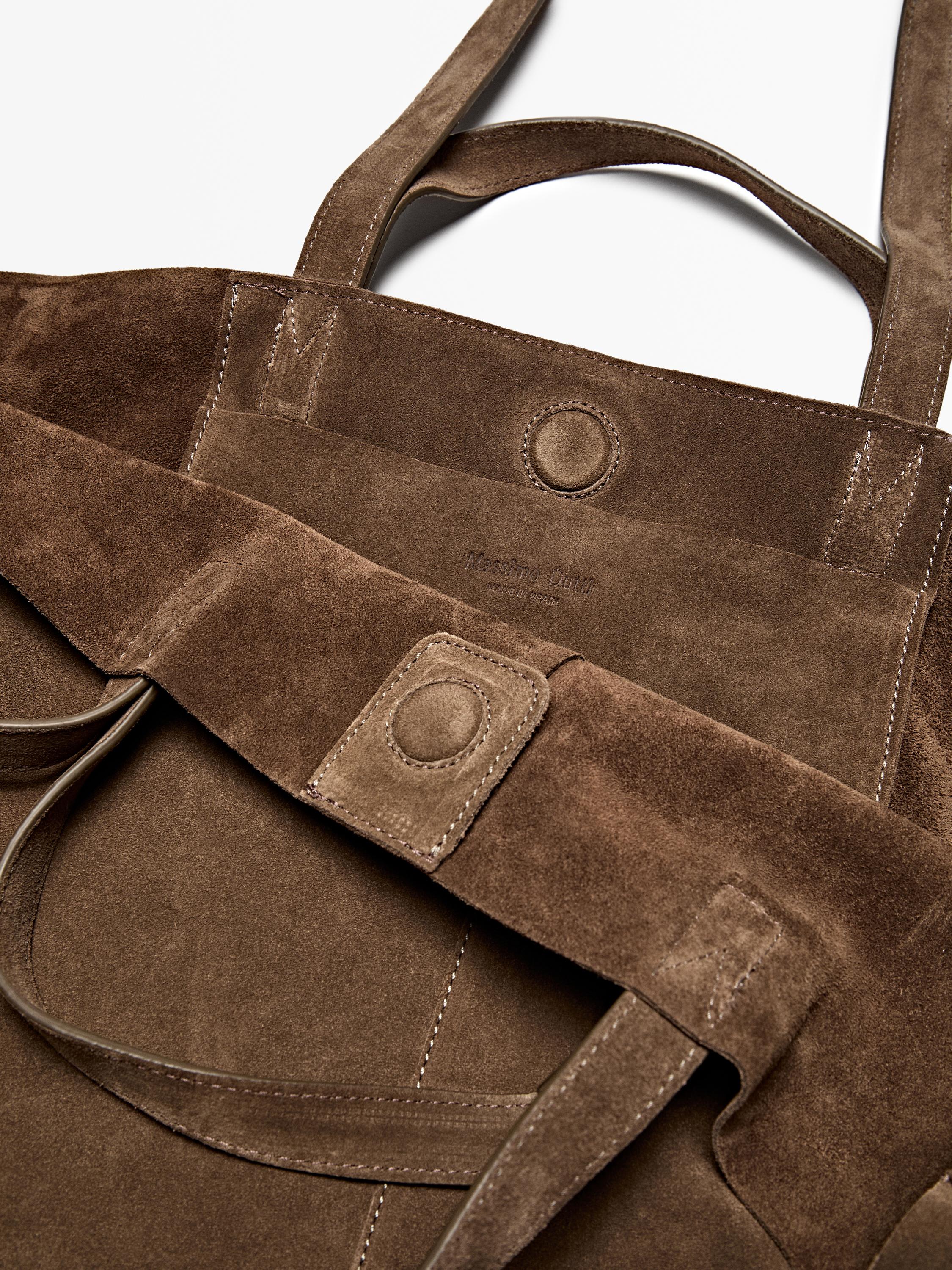 Grand sac cabas en croûte de cuir