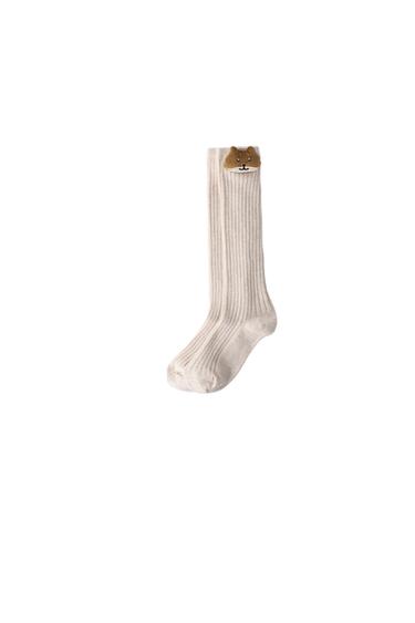 Zara LONG RIBBED SOCKS WITH ANIMAL DETAIL - Ecru
