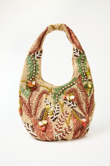 BEADED PRINTED BAG - Multicoloured by Zara