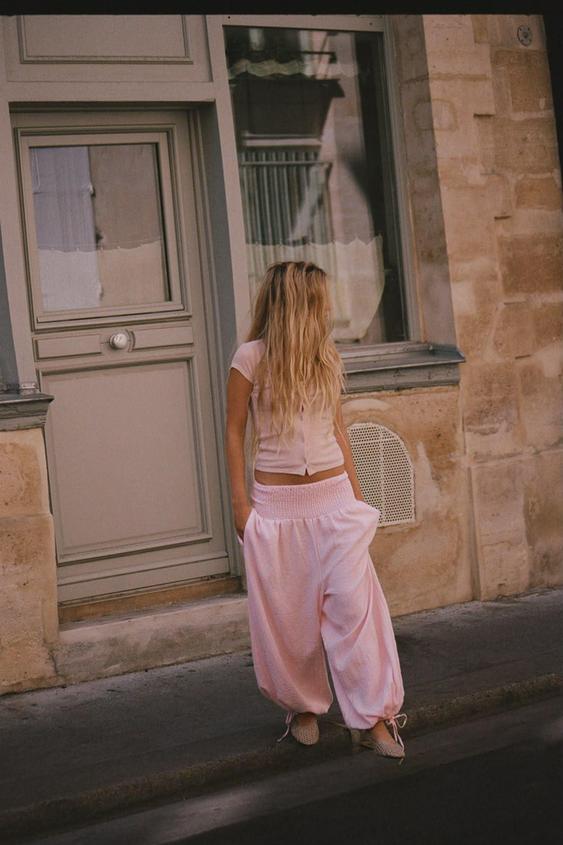 TOP CHAQUETA COMBINADO LAZO - Rosa vigoré de Zara - Imagen 0