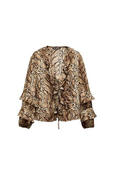 RUFFLED ANIMAL PRINT SHIRT