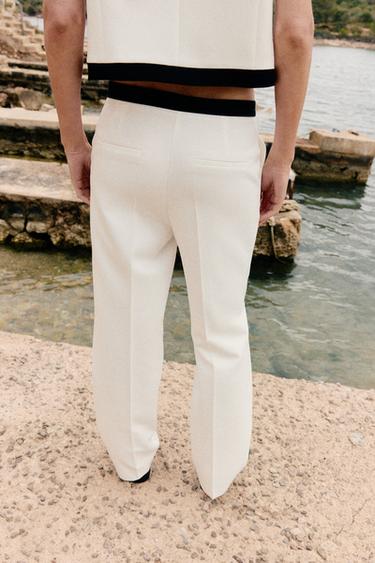 COSTUME BLAZER MANCHES COURTES ET PANTALON LISERÉS CONTRASTANTS - Marron tabac de Zara - Image 4