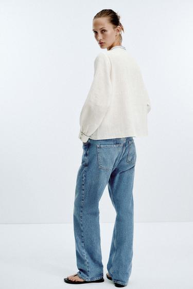 RUSTIC EMBROIDERED BLOUSE - White / Navy by Zara - Image 2