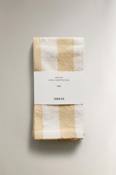 PACK OF DYED THREAD STRIPED NAPKINS (PACK OF 2) - Yellow by Zara - Image 4