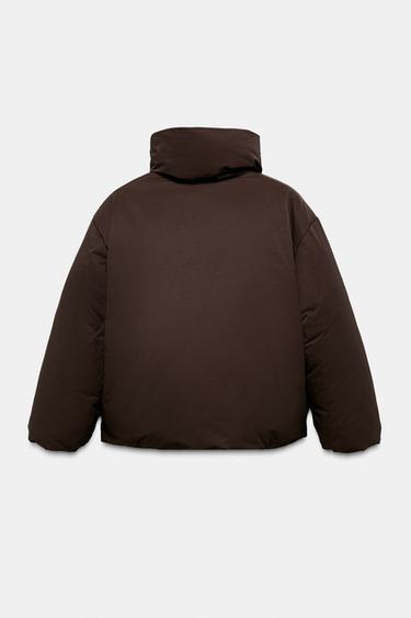 SHORT QUILTED JACKET WITH WATER AND WIND PROTECTION - Brown by Zara