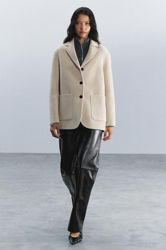 ZW COLLECTION SHORT WOOL BLEND COAT - Beige by Zara - Image 0