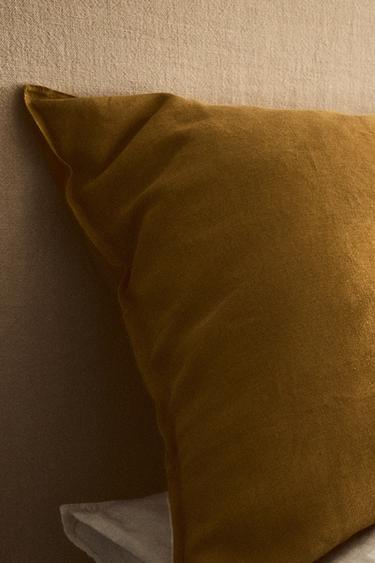 TAIE D’OREILLER LIN DÉLAVÉ (140 GxM²) - Moutarde de Zara - Image 5