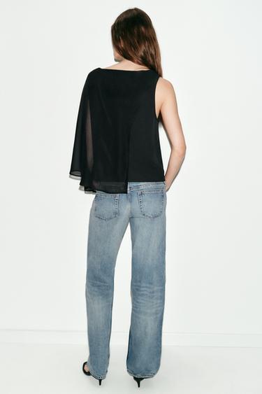 CONTRAST CAPE BLOUSE - Black by Zara - Image 5