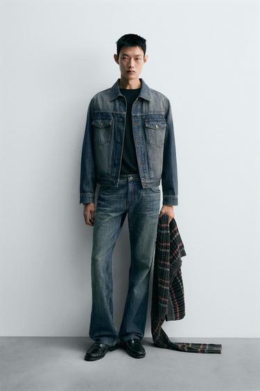 CROPPED FIT DENIM JACKET - Blue / Green by Zara