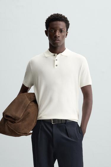 POLO DE TRICÔ MISTURA VISCOSE - Branco-marfim da Zara