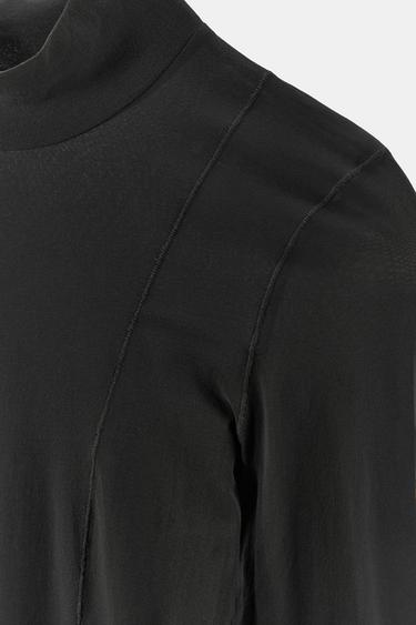 TOP COL MONTANT AVEC POLYAMIDE - Noir de Zara - Image 2