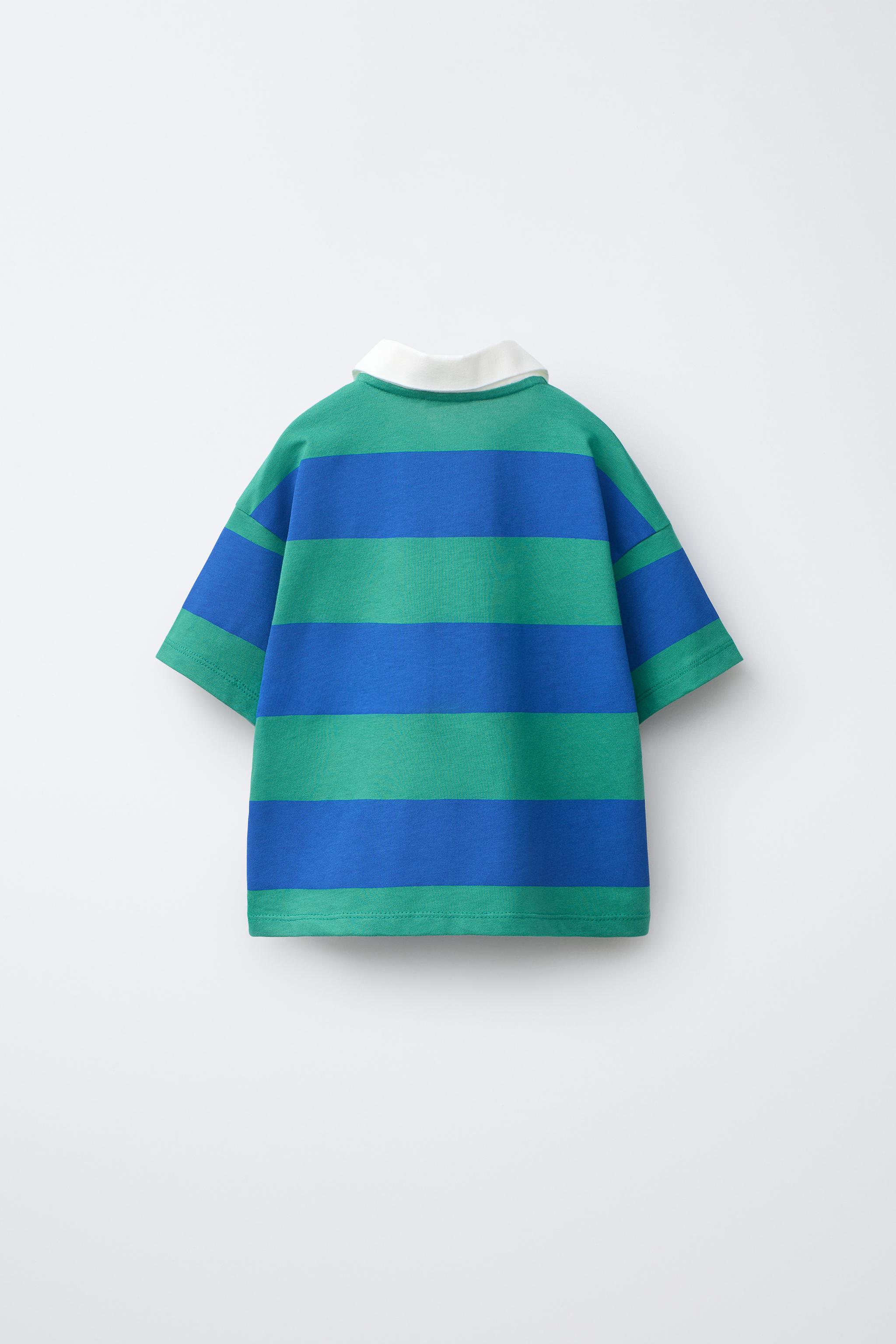 STRIPED PRINT POLO SHIRT — Green