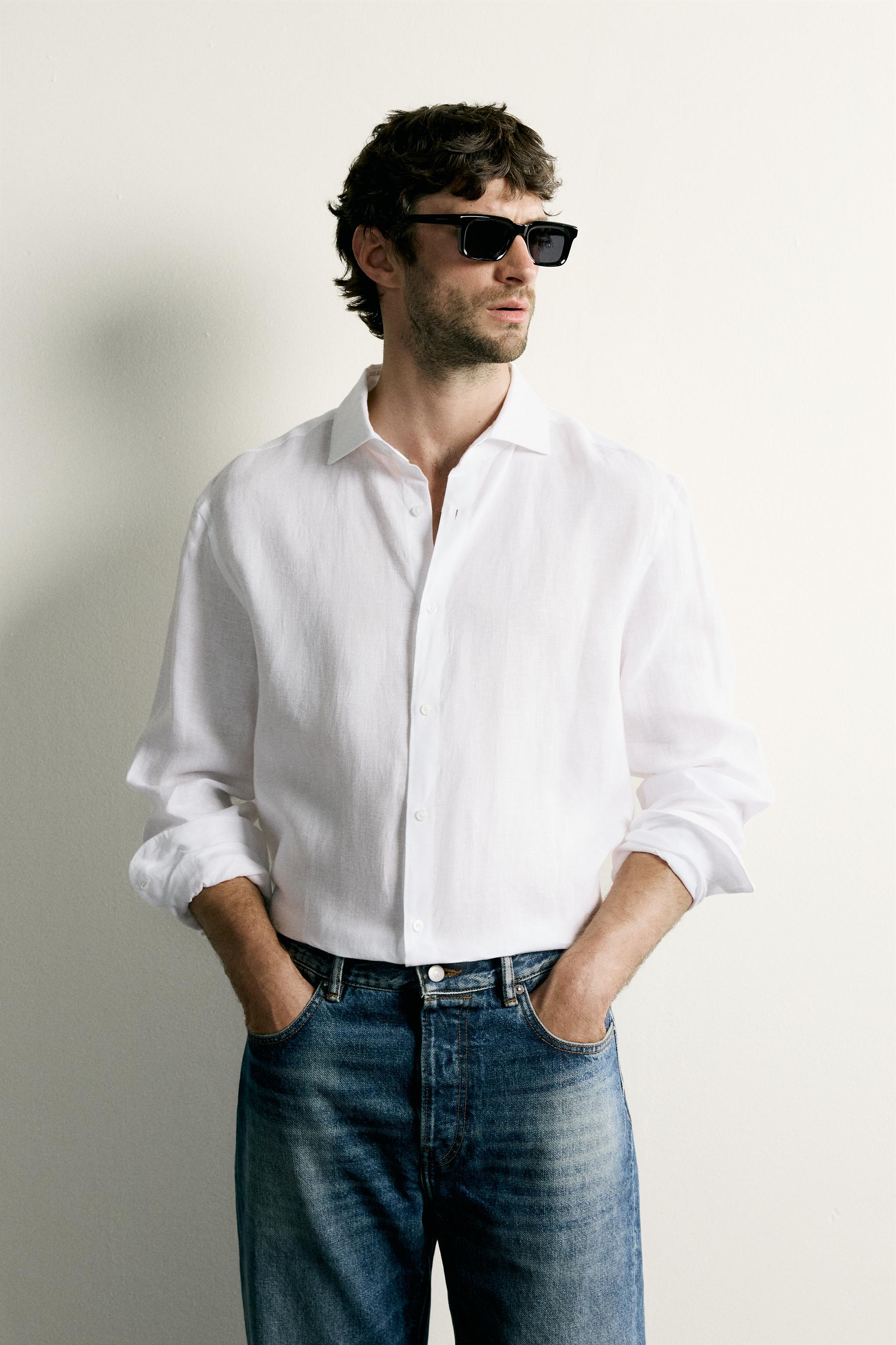 100% LINEN REGULAR FIT SHIRT — White