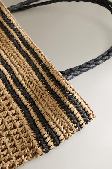 LARGE PAPER TOTE BAG - Two-tone by Zara - Image 4