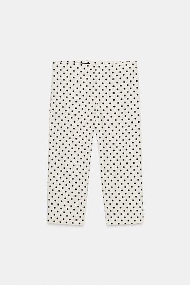 Zara 圓點七分褲 - 白色 / 黑色