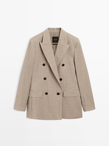 Americana cruzada 100% lana - Beige de Zara