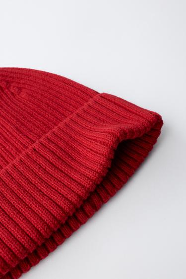 KNIT BEANIE — Dark red 2
