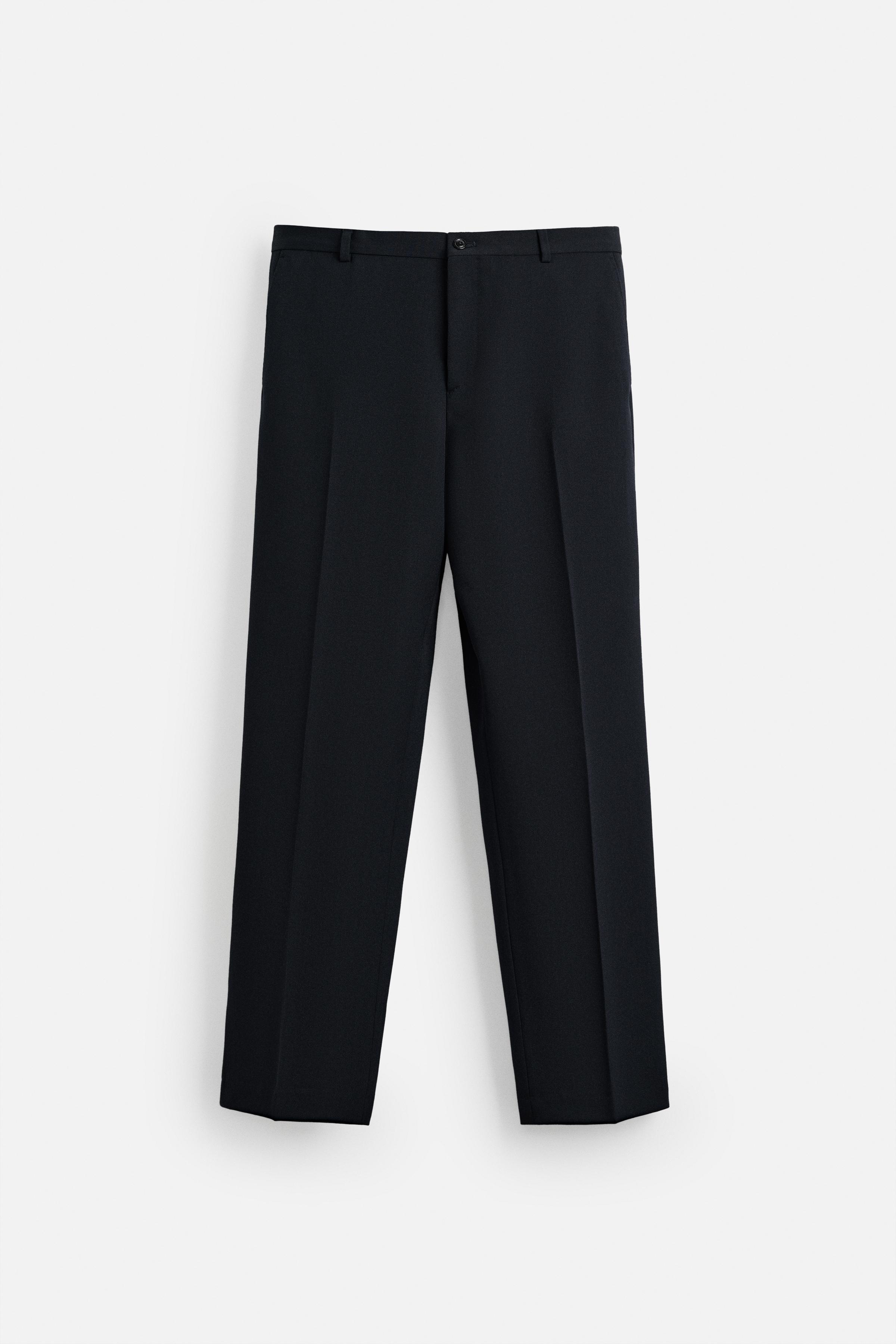 スーツ WOOL BACKSATIN STRAIGHT SLACKS Black Slim Leg Straight Suit Pants in Pure S110's Wool