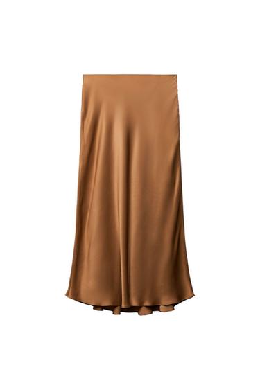 SATIN EFFECT MIDI SKIRT ZW COLLECTION
