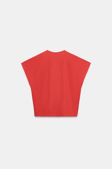 HAUT RUSTIQUE COL EN V - Corail de Zara - Image 6