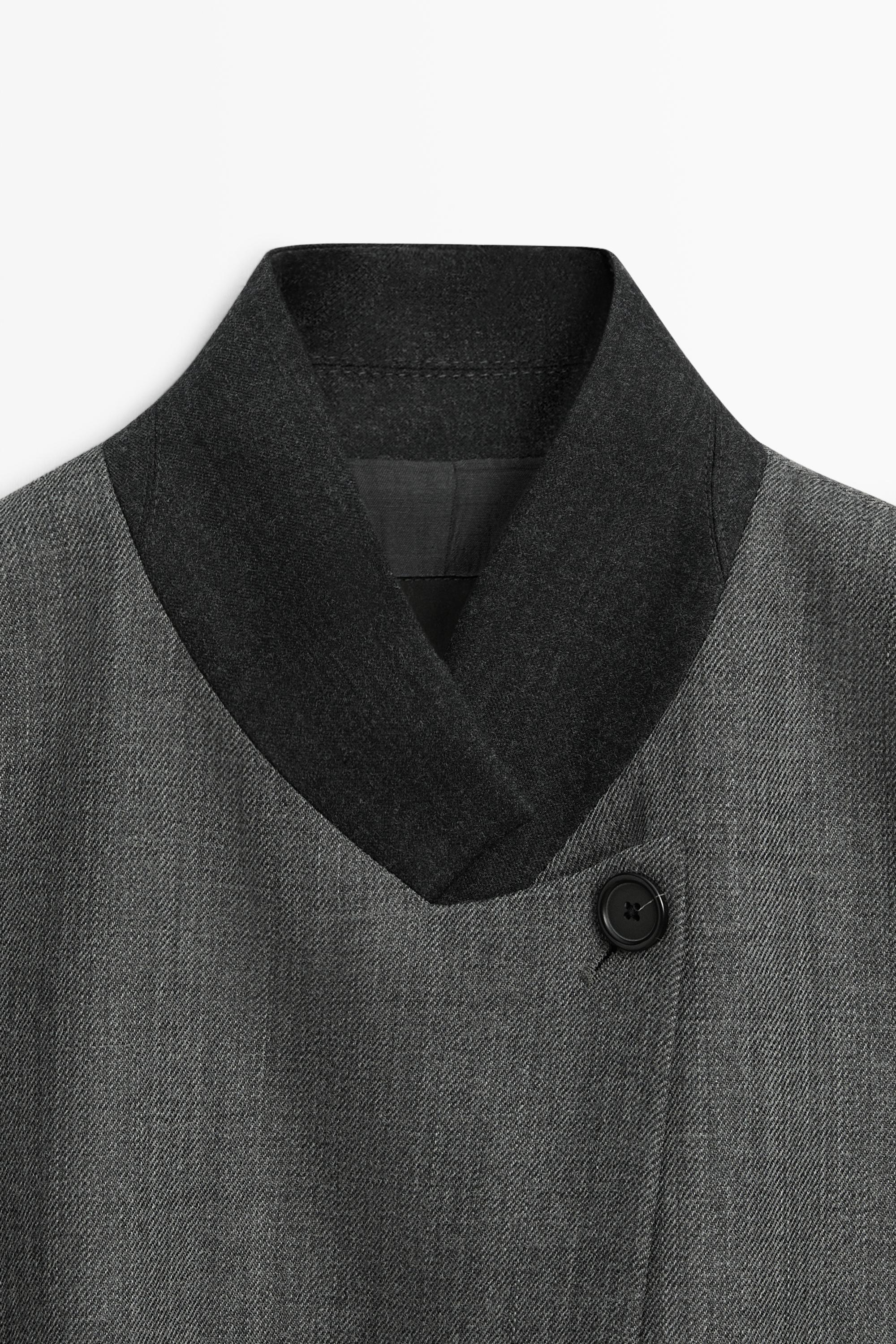 Americana col montant contraste 100 % laine