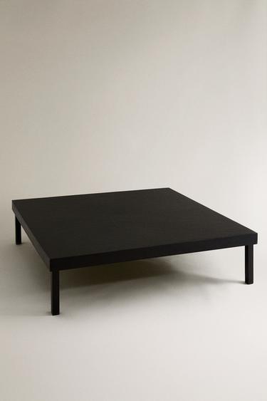 TABLE BASSE BOIS ET CUIR - Noir de Zara