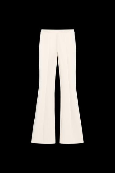 INTERLOCK FLARE TROUSERS - Ecru by Zara