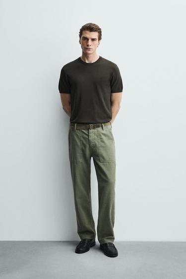 VISCOSE BLEND KNIT T-SHIRT - Charcoal grey by Zara