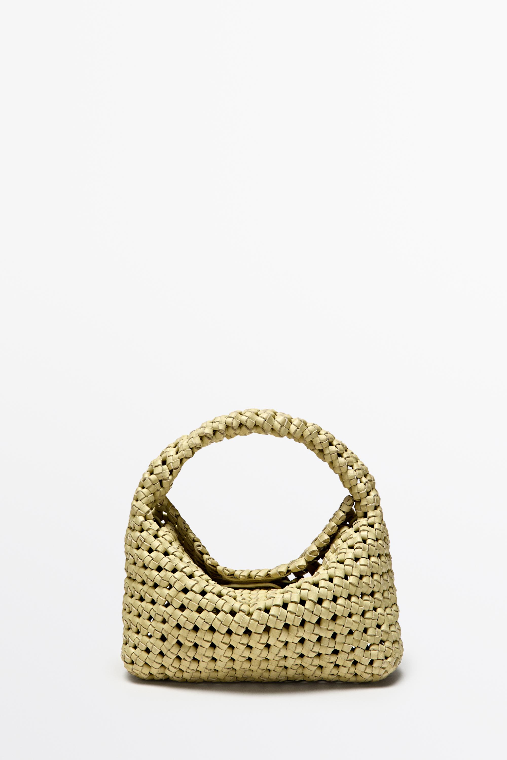 Braided leather mini bag — Biscuit