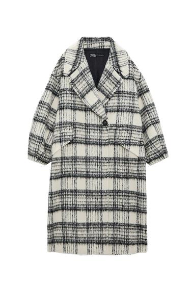 WOOL BLEND CHECK COAT