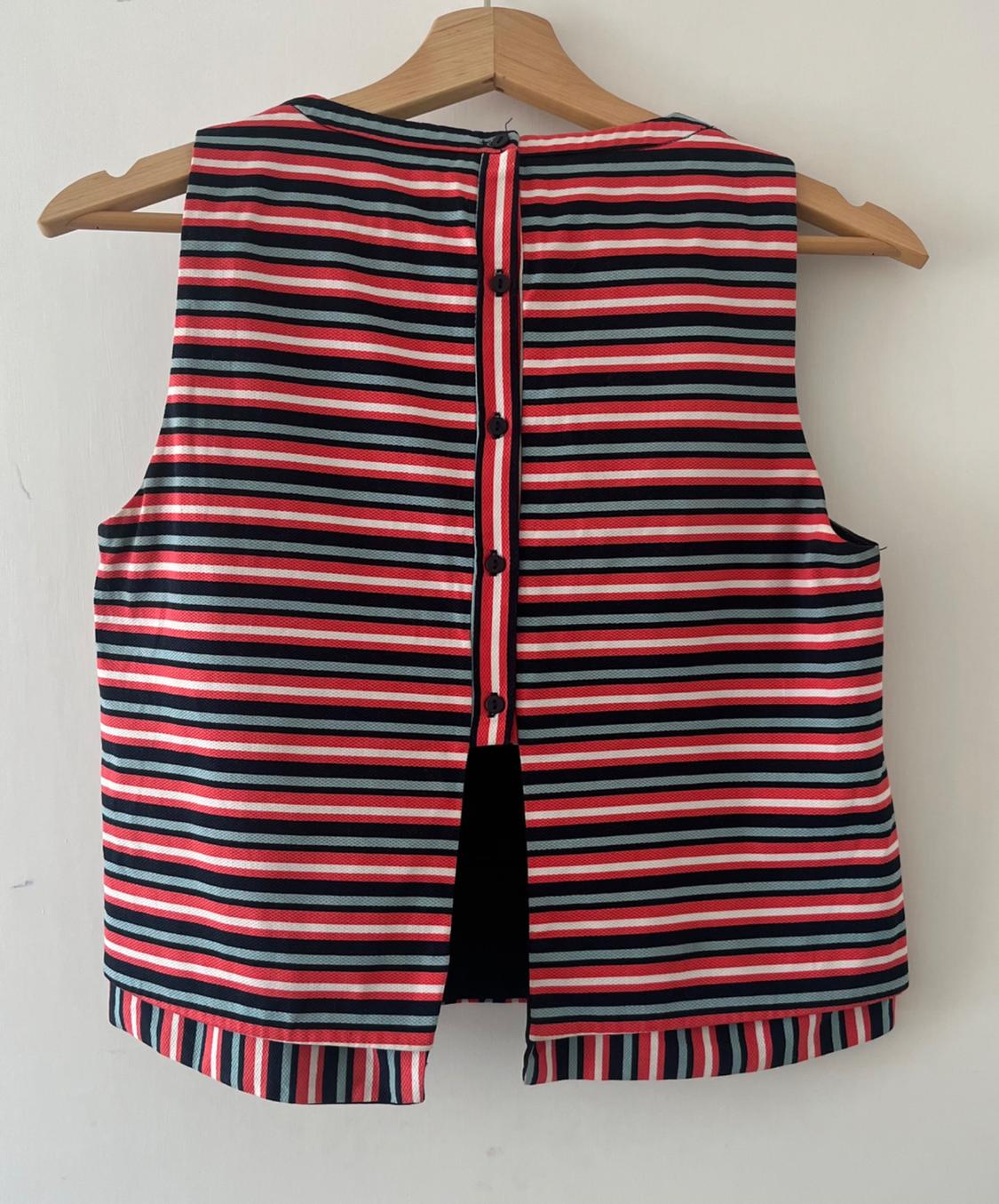 RED AND MULTICOLOURED STRIPE SHELL TOP. - Image 2