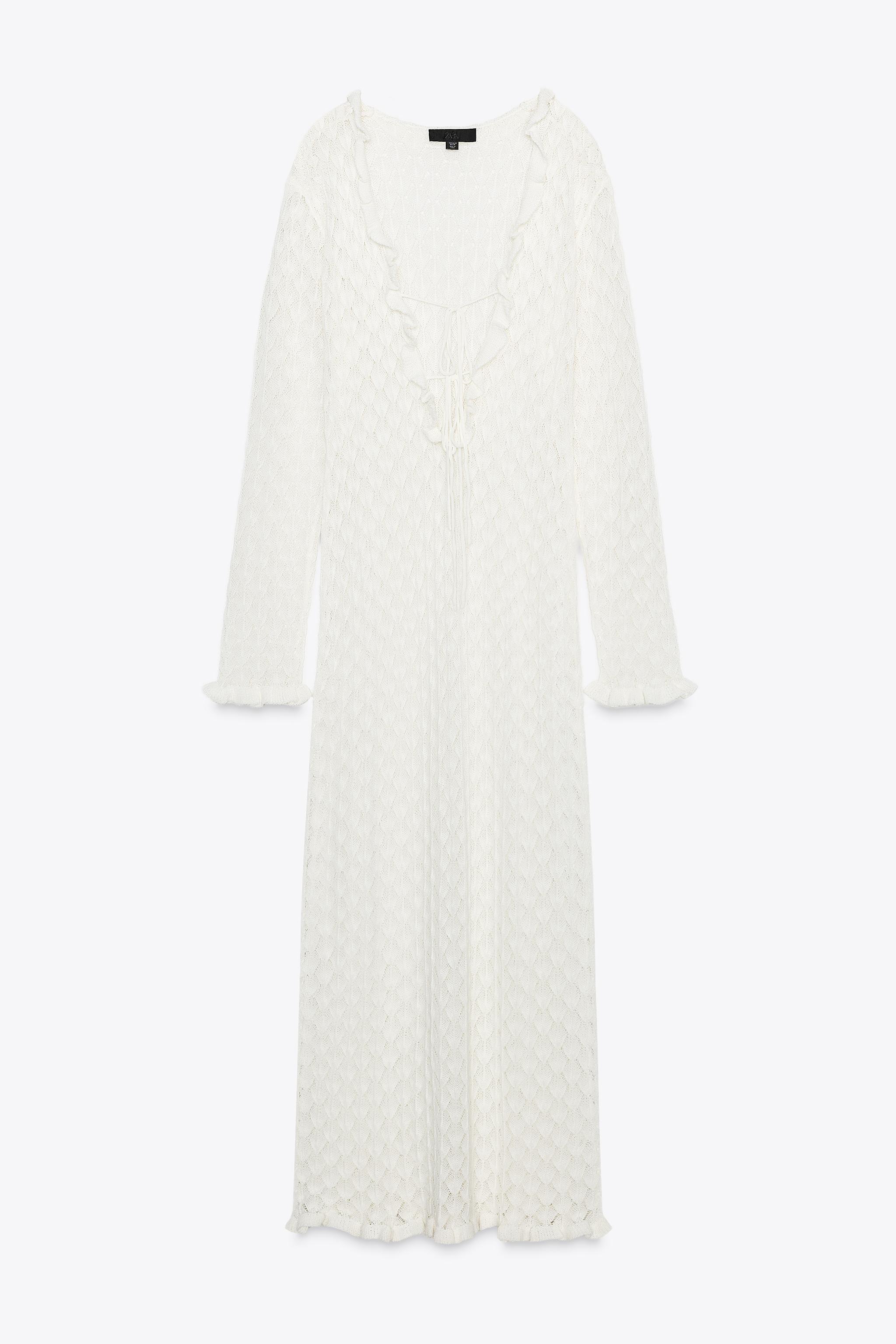 【ZARA】カットワーク フリルニット ワンピース 4192/046/400 ZARA】カットワーク フリルニット ワンピース 4192/046/400
