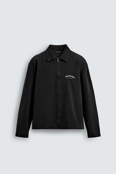 EMBROIDERED ZIP-UP JACKET - Black by Zara
