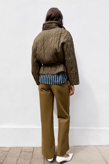 BLOUSON MATELASSÉ À COL MONTANT - Kaki de Zara - Image 5