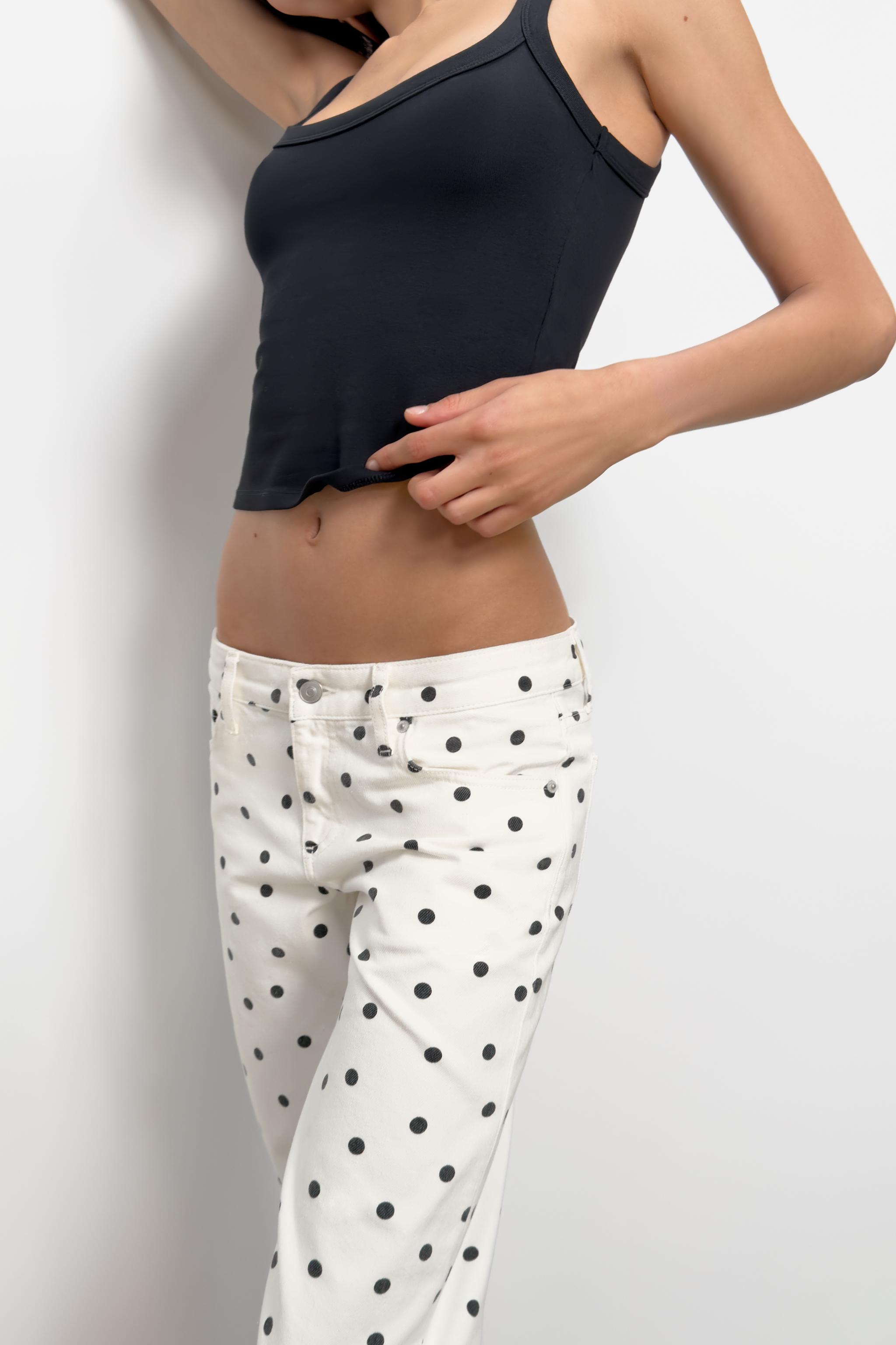 TRF LOW RISE WIDE LEG POLKA DOT JEANS