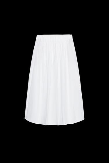 ZW COLLECTION POPLIN MIDI SKIRT - Oyster-white by Zara - Image 0