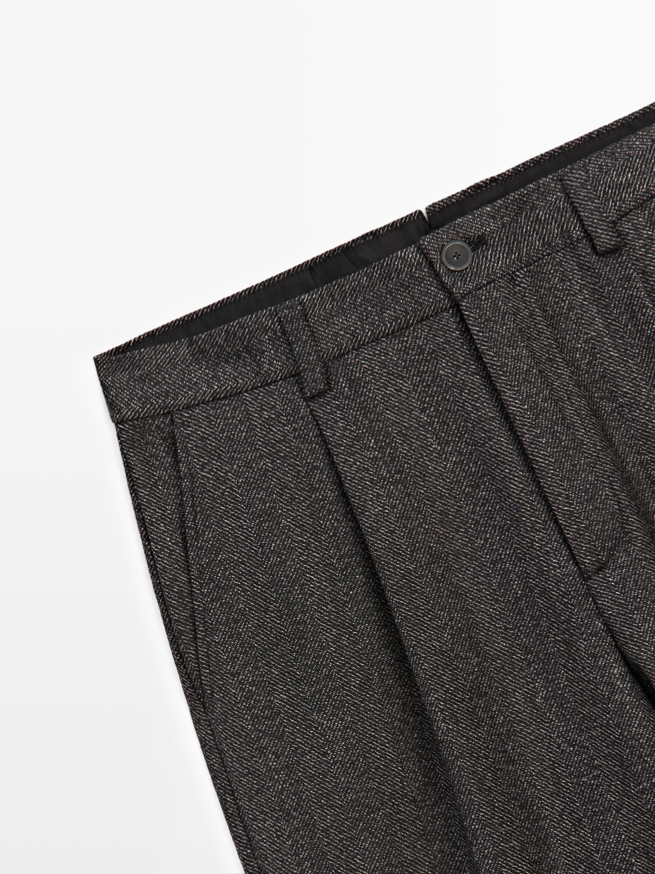 Herringbone wool blend trousers - LIMITED