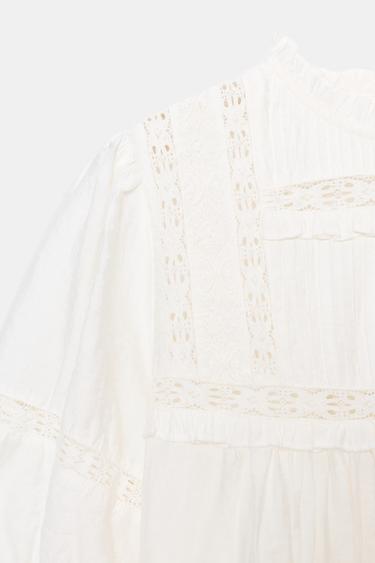 BLOUSE ROMANTIQUE À MANCHES BALLON - Blanc de Zara - Image 10